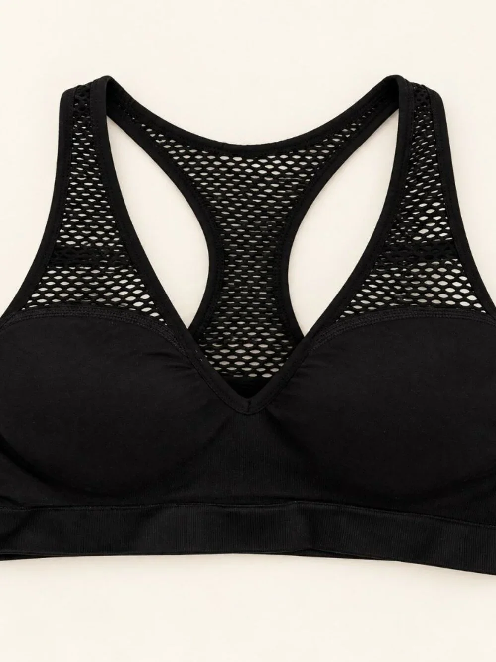 PINK Victoria's Secret Black Mesh Push Up Sports Bra